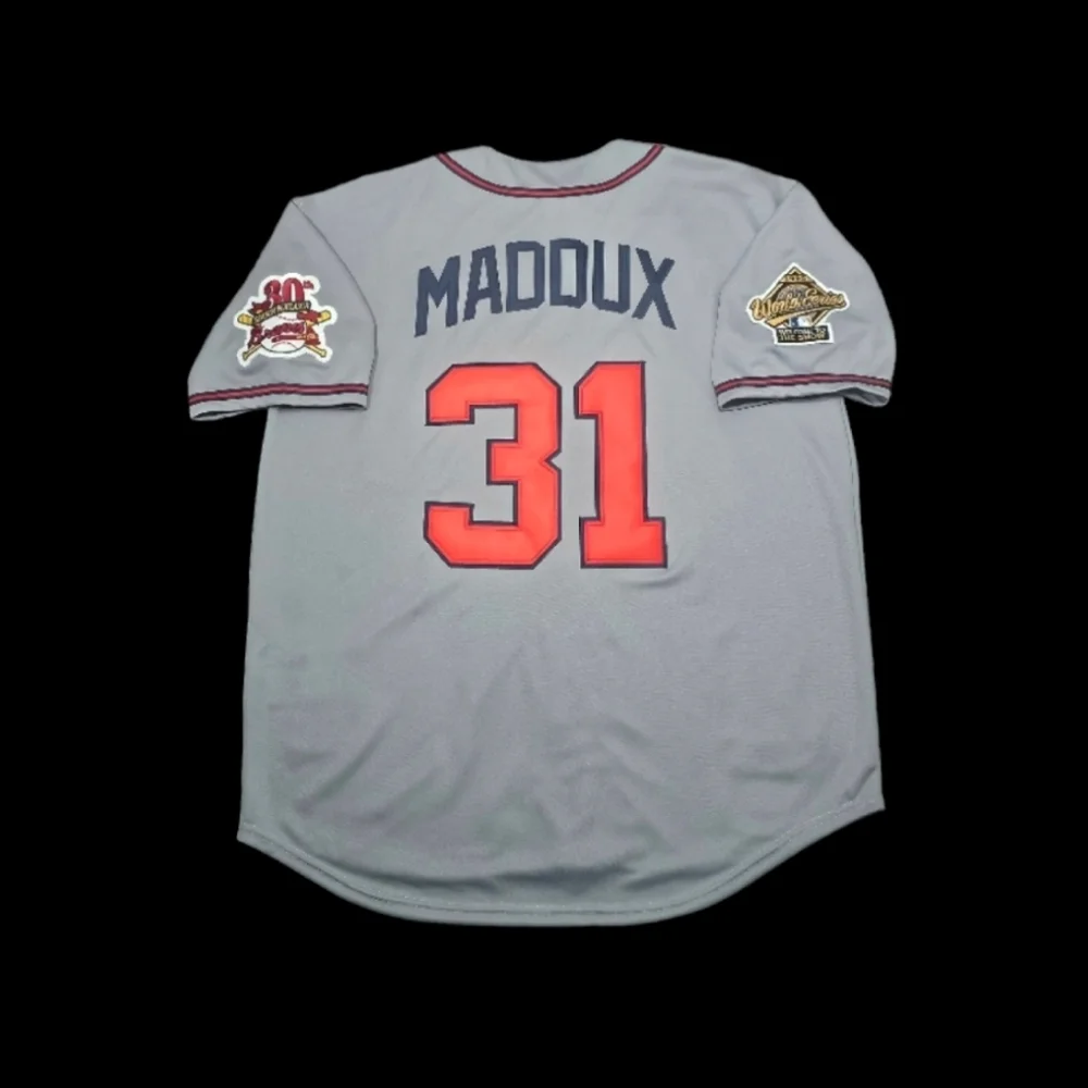 🆕️Greg Maddux Jersey Atlanta Braves 1995 World Series Throwback Gray Stitched🎁 - Picture 1 of 4